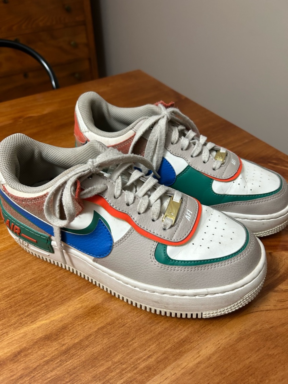 Nike AF1 Multicolor Low-Top Sneakers in Blue, Green, Orange and Gray